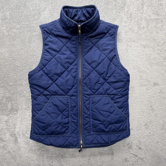 J. Crew Factory Jackets & Blazers - J.Crew Vest Womens Small Blue Quilted‎ Puffer Full Zip Pockets Fall Winter